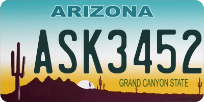 AZ license plate ASK3452