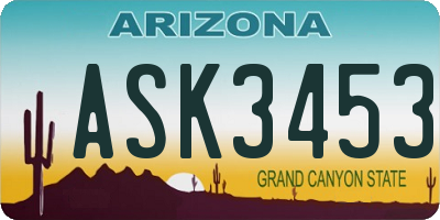 AZ license plate ASK3453