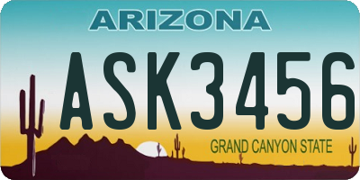 AZ license plate ASK3456