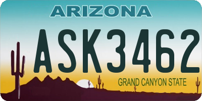 AZ license plate ASK3462