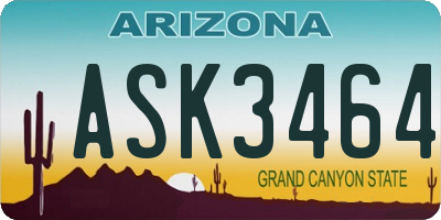AZ license plate ASK3464