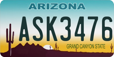 AZ license plate ASK3476