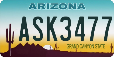 AZ license plate ASK3477