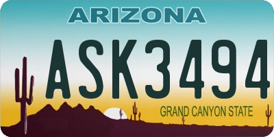 AZ license plate ASK3494