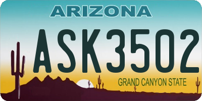 AZ license plate ASK3502