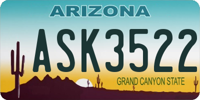 AZ license plate ASK3522