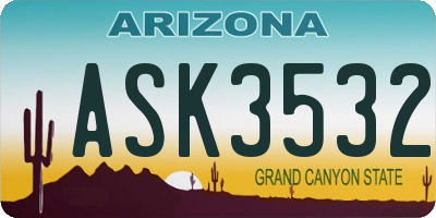AZ license plate ASK3532