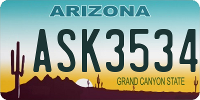AZ license plate ASK3534