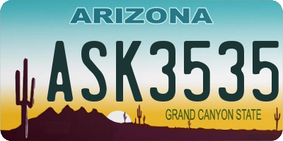 AZ license plate ASK3535