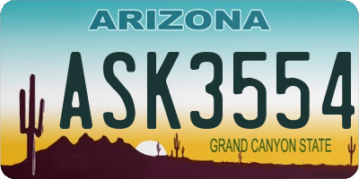 AZ license plate ASK3554