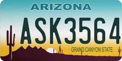 AZ license plate ASK3564