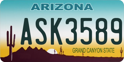 AZ license plate ASK3589
