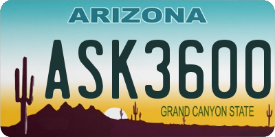 AZ license plate ASK3600
