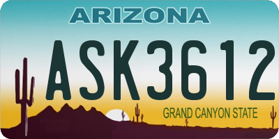 AZ license plate ASK3612
