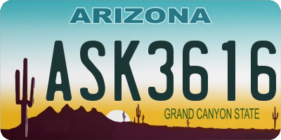 AZ license plate ASK3616