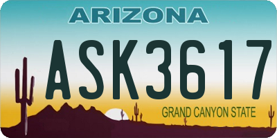 AZ license plate ASK3617