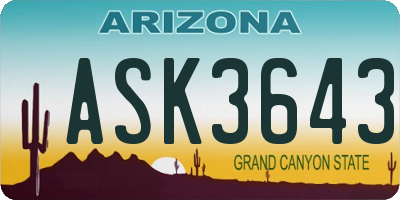 AZ license plate ASK3643