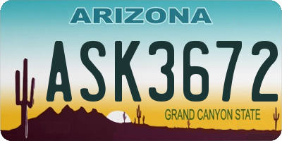 AZ license plate ASK3672