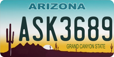 AZ license plate ASK3689