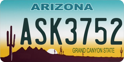 AZ license plate ASK3752