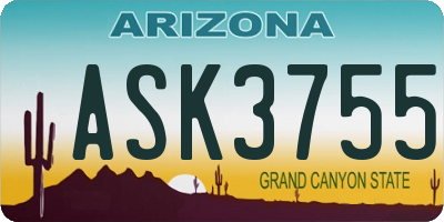 AZ license plate ASK3755