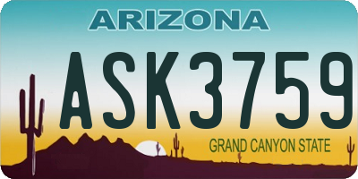 AZ license plate ASK3759