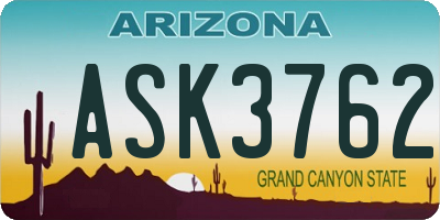 AZ license plate ASK3762