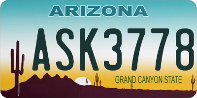 AZ license plate ASK3778