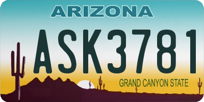 AZ license plate ASK3781