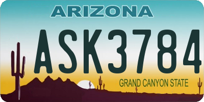 AZ license plate ASK3784