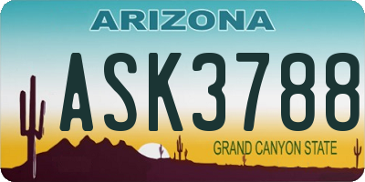 AZ license plate ASK3788