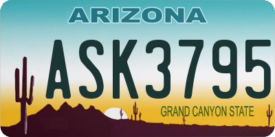 AZ license plate ASK3795