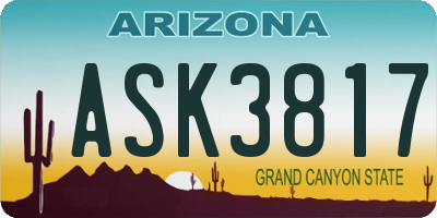 AZ license plate ASK3817