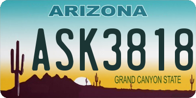 AZ license plate ASK3818