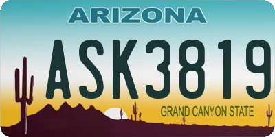 AZ license plate ASK3819
