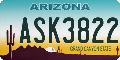 AZ license plate ASK3822