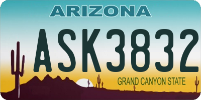 AZ license plate ASK3832