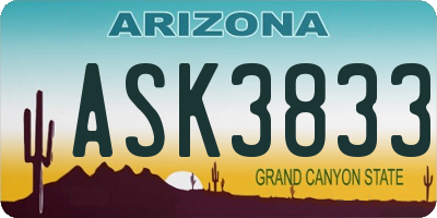 AZ license plate ASK3833