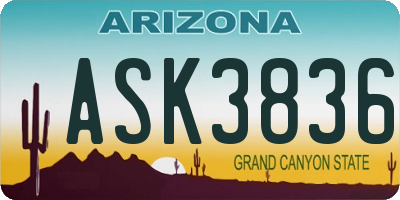 AZ license plate ASK3836