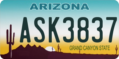 AZ license plate ASK3837