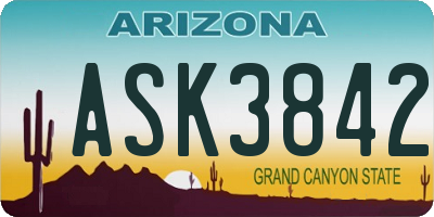 AZ license plate ASK3842
