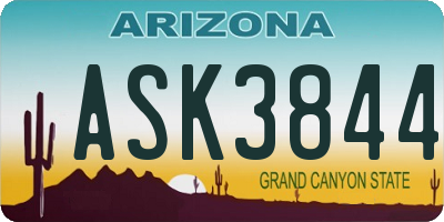 AZ license plate ASK3844