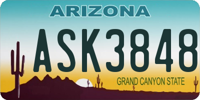 AZ license plate ASK3848