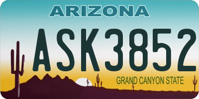AZ license plate ASK3852