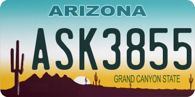 AZ license plate ASK3855