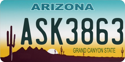 AZ license plate ASK3863