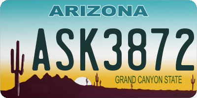 AZ license plate ASK3872