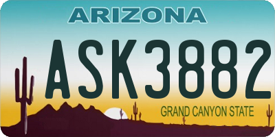 AZ license plate ASK3882