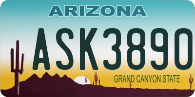 AZ license plate ASK3890