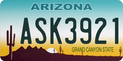 AZ license plate ASK3921